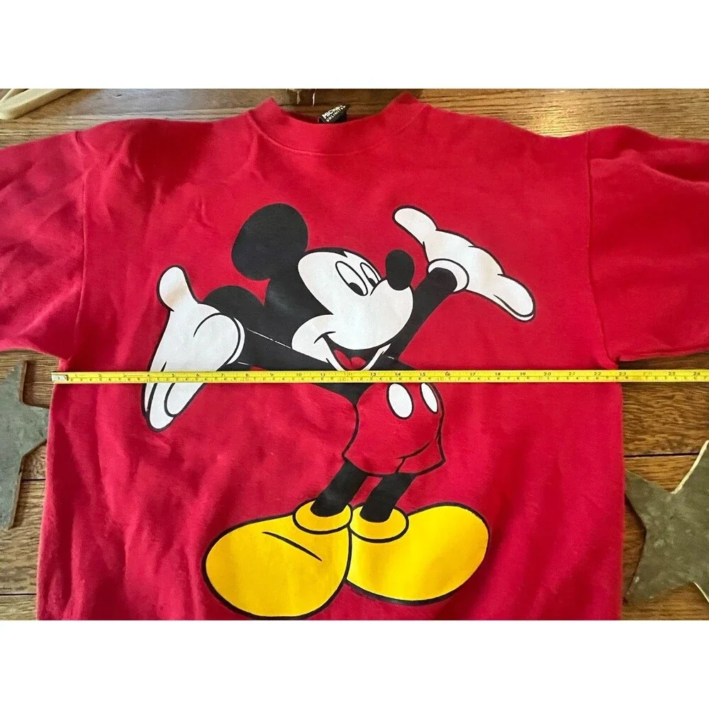 Vintage DISNEY Unlimited Red Mickey Mouse Sweat Shirt Size Large / Retro / Soft - Picture 10 of 10